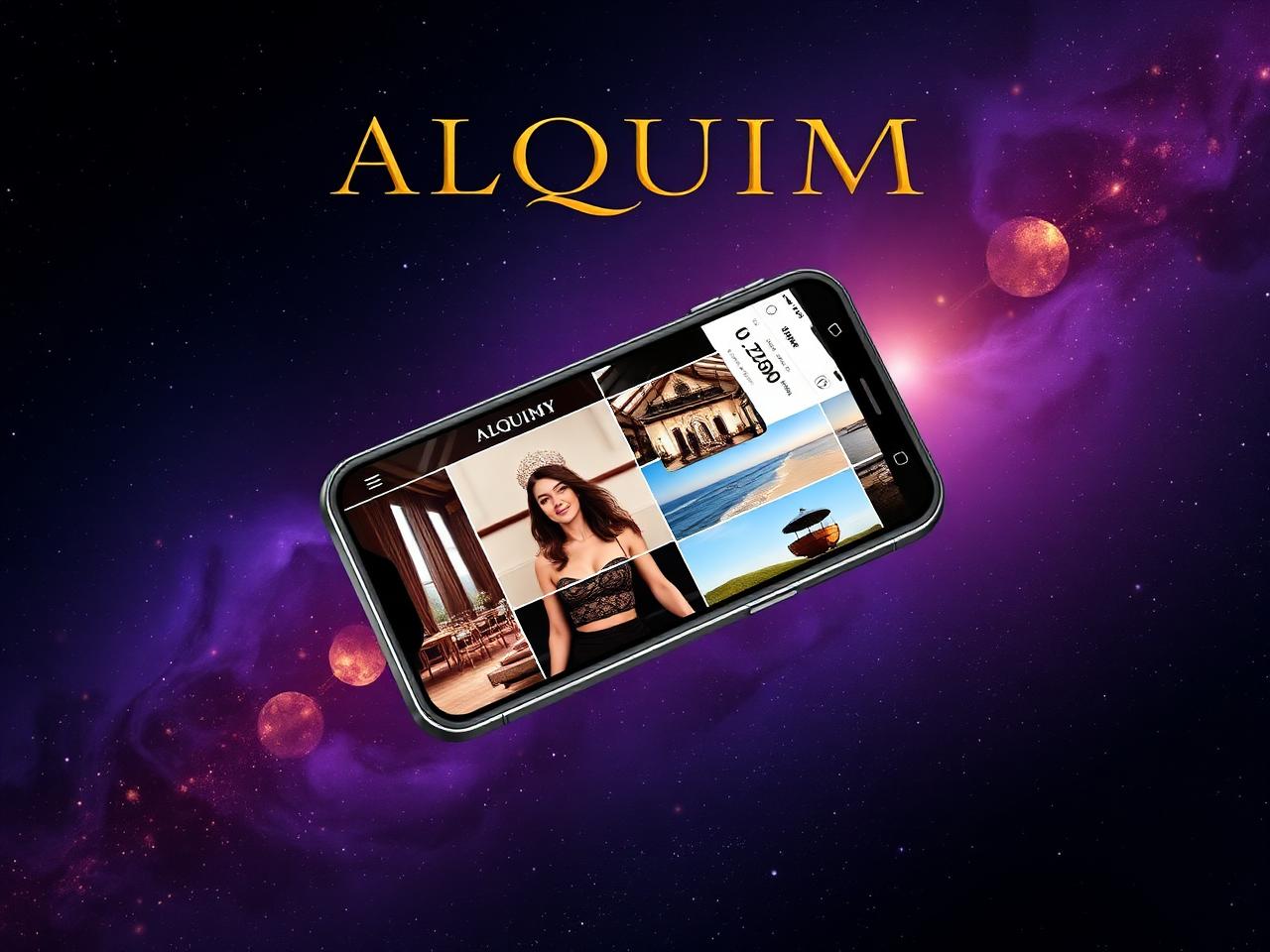 App Alquimy mostrando galeria de fotos do futuro